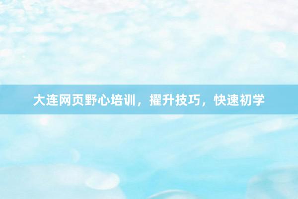 大连网页野心培训，擢升技巧，快速初学